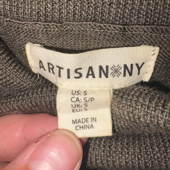 Artisan NY 100% Fine Merino Wool Dark Grey Cowl Neck Sweater Dress Size Small - Picture 8 of 10